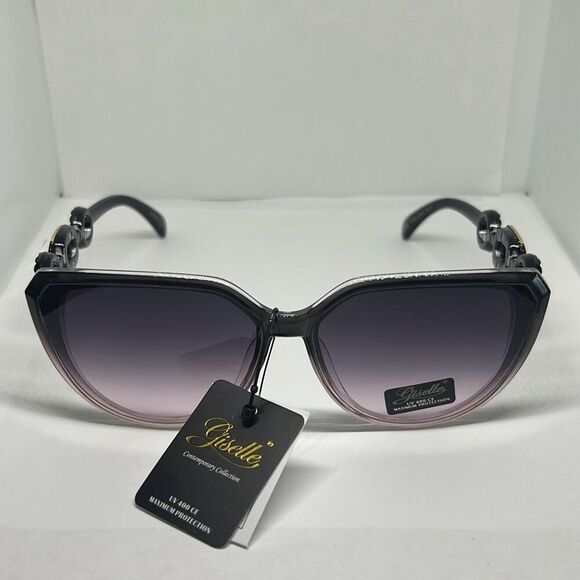 Giselle Black Chain-Link Semi-Rimless Sunglasses - Picture 3 of 8